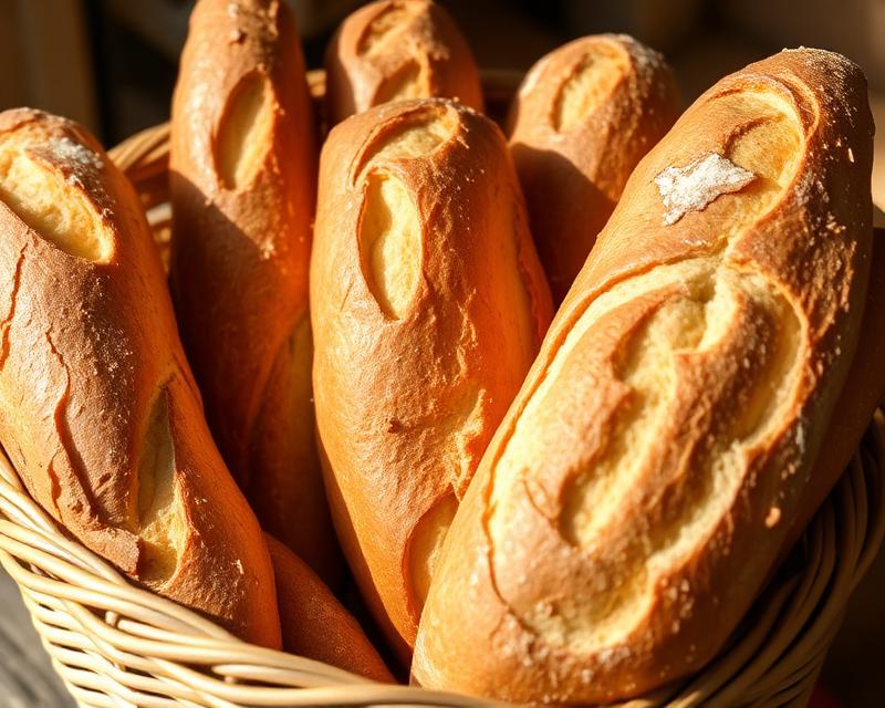 Baguettes traditionnelles françaises dans un panier d'osier